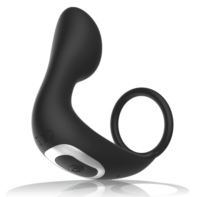 Stimulateur anal avec anneau pénien - Black&Silver
