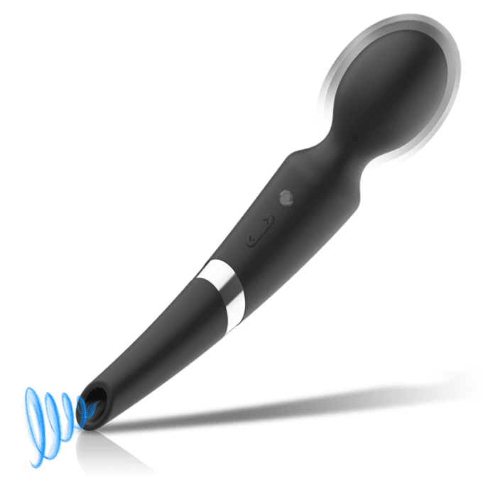Stimulateur wand & clitoris - Black&Silver