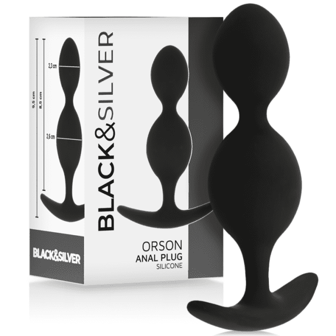 Plug anal silicone double ondes - Black&Silver