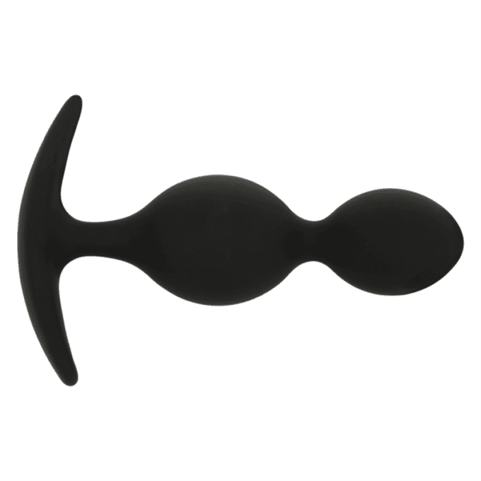 Plug anal silicone double ondes - Black&Silver