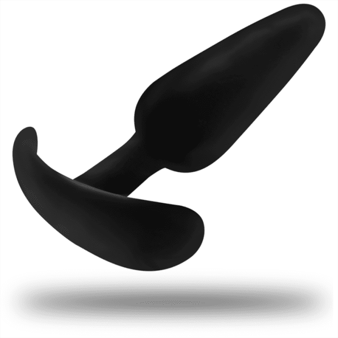Plug anal silicone avec poignée - Black&Silver