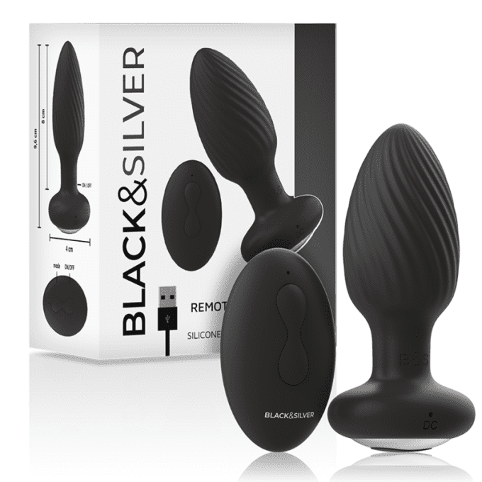 Stimulateur rotator plug anal - Black&Silver 