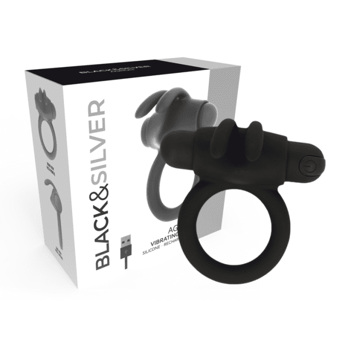 Anneau cockring vibrant - Black&Silver
