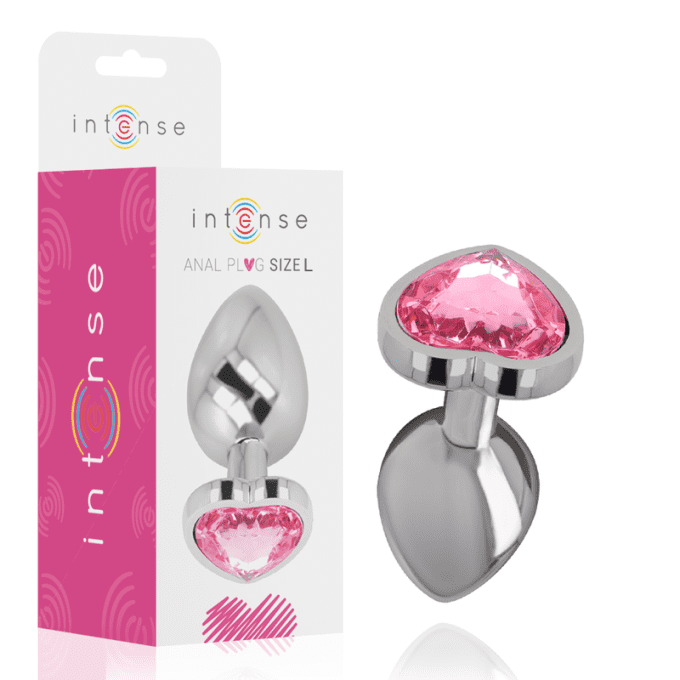 Plug anal métal avec bijoux cœur (coloris selon stock) - Intense