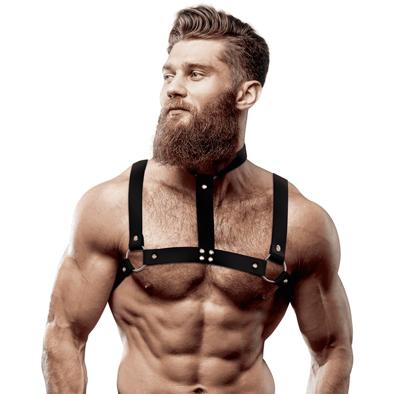 Harnais de poitrine réglable avec collier homme - Fetish submissive