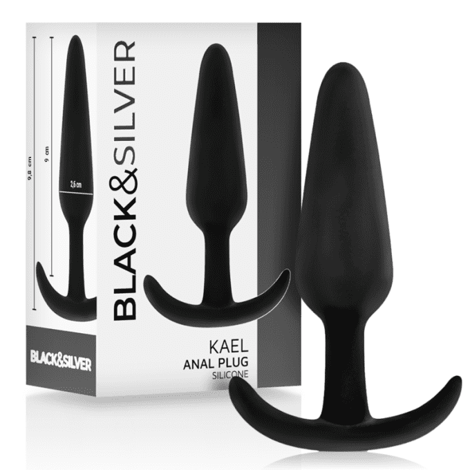 Plug anal silicone avec poignée - Black&Silver