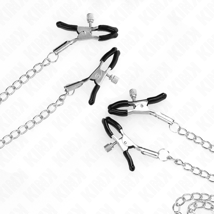Pinces tétons et clitoris avec chaînes - Kink