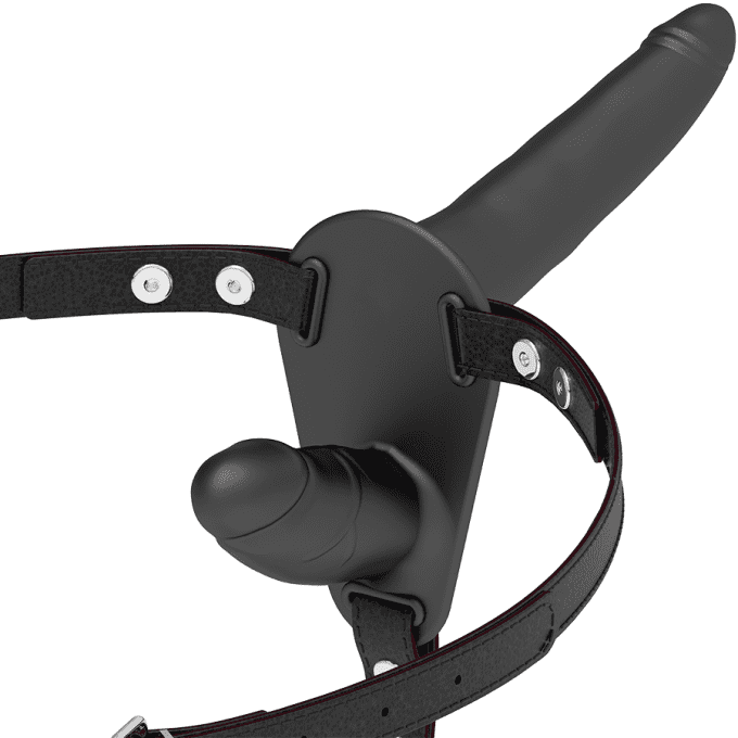 Harnais double pénétration noir (avec ou sans vibrations) - Fetish submissive